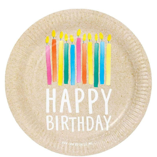 ECO-Birthday Recyclable Paper Plates - 23cm (12pk)