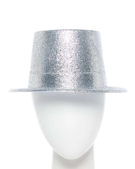 Silver Glitter Top Hat