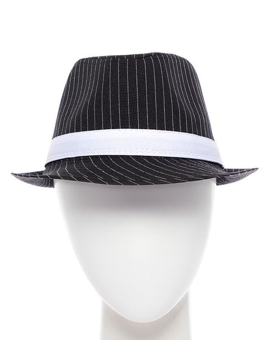 Black Pinstripe Fedora Hat