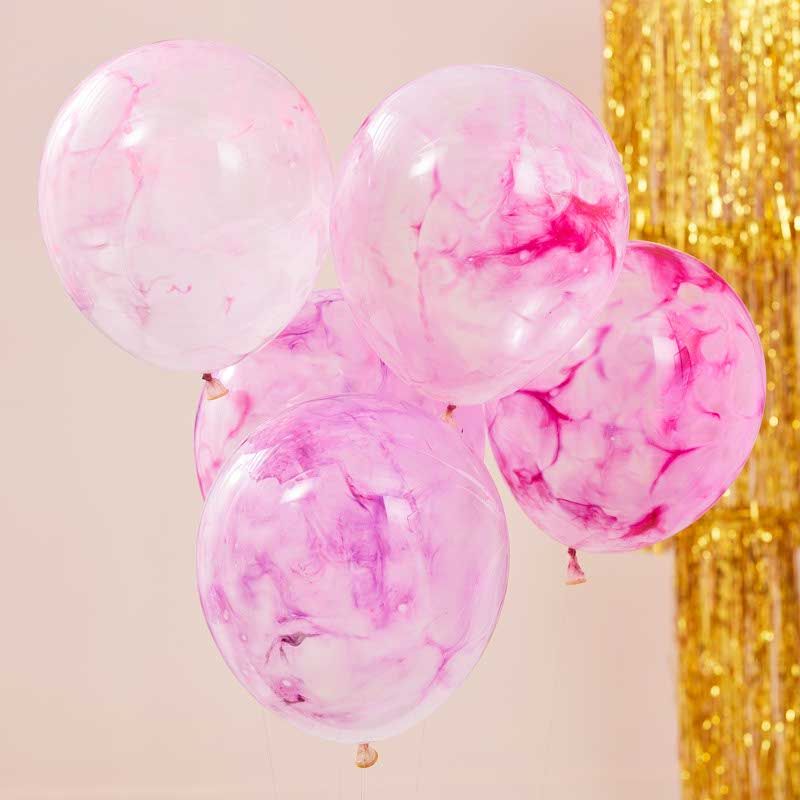 Pink Paint Filled Balloons - 12" Latex (5pk)