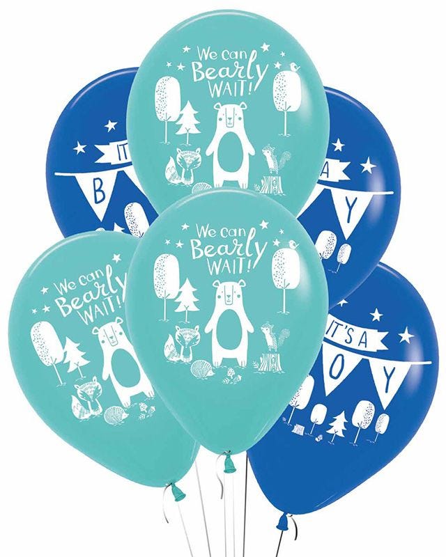 Bear-ly Wait 4 Sided Latex Balloons - 11" (6pk)