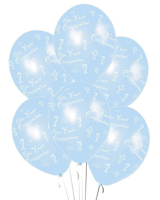 Communion Blue Printed - 11" Latex Balloons (6pk)