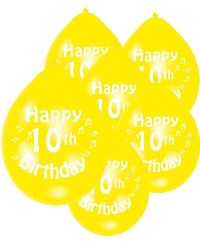 Assorted Multicolour Happy 10th Birthday - 9" Latex Balloons (10pk)