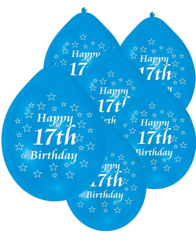 Assorted Multicolour Happy 17th Birthday - 9" Latex Balloons (10pk)