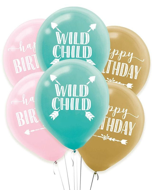 Boho Birthday Balloons - 11"c Latex (6pk)