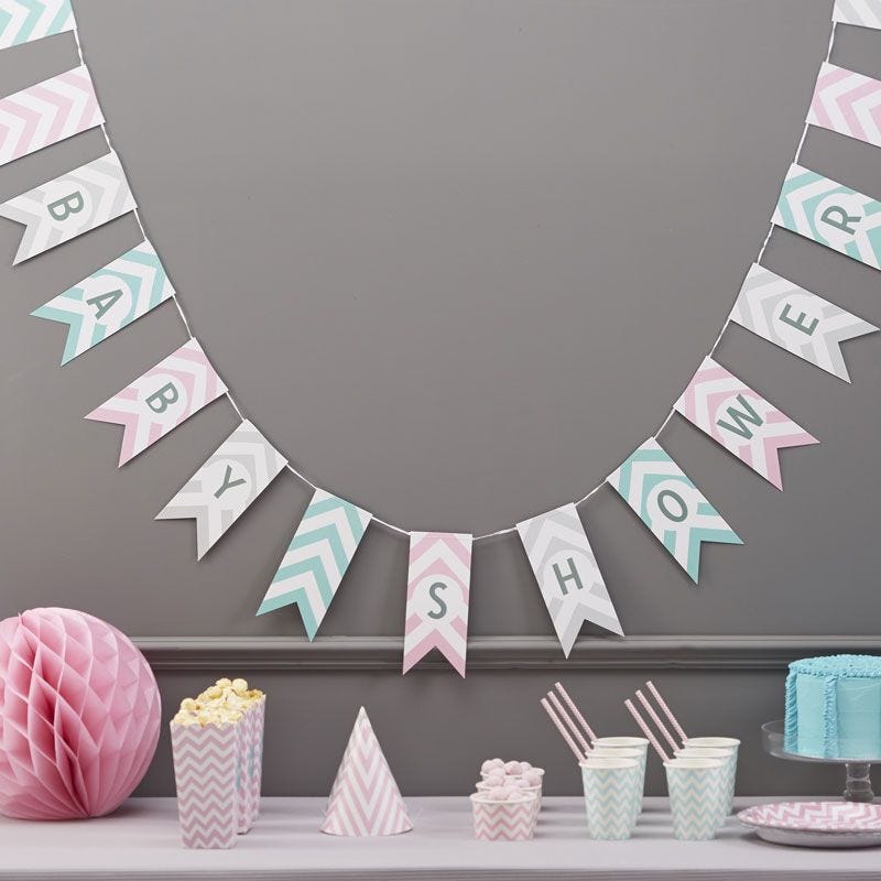 Baby Shower Chevron Paper Bunting - 3.5m