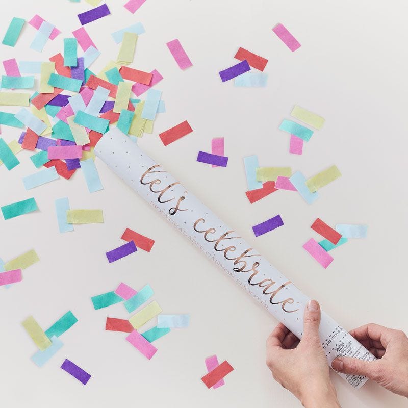 Multicoloured Biodegradeable Confetti Cannon - 50cm