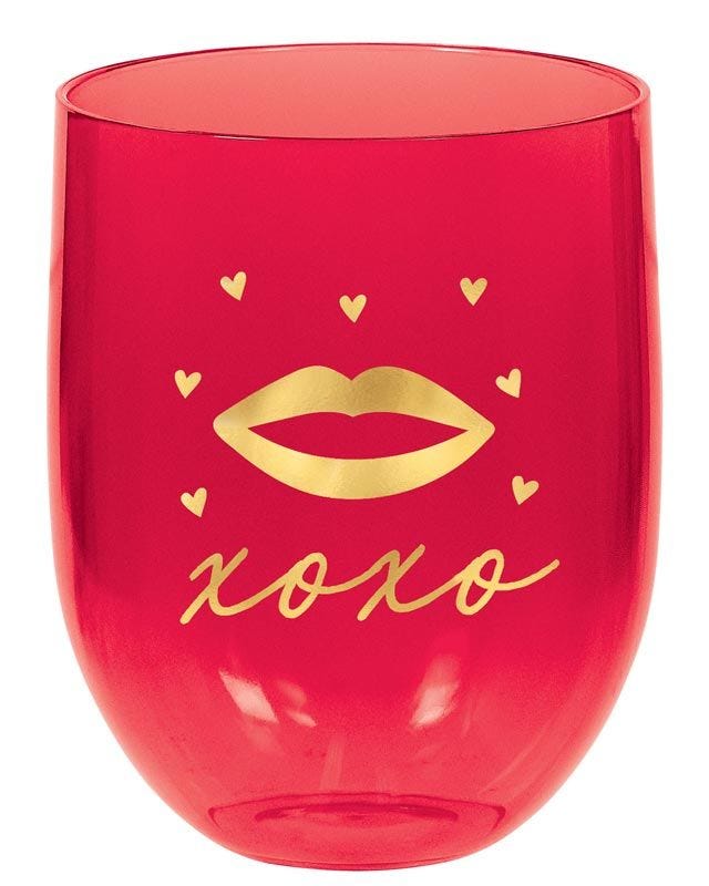 Lips Stemless Plastic Wine Glass - 398ml