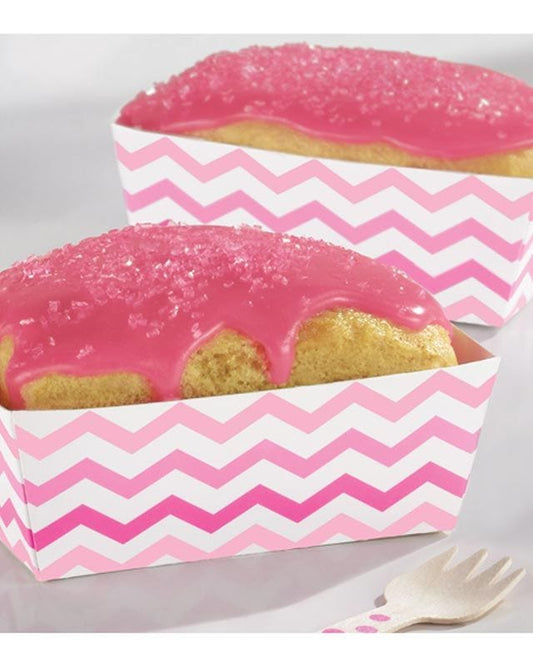 Pink Paper Snack Trays - 7cm x 9.5cm (24pk)