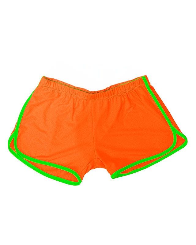 80s Neon Orange Hot Pants -Adult Costume