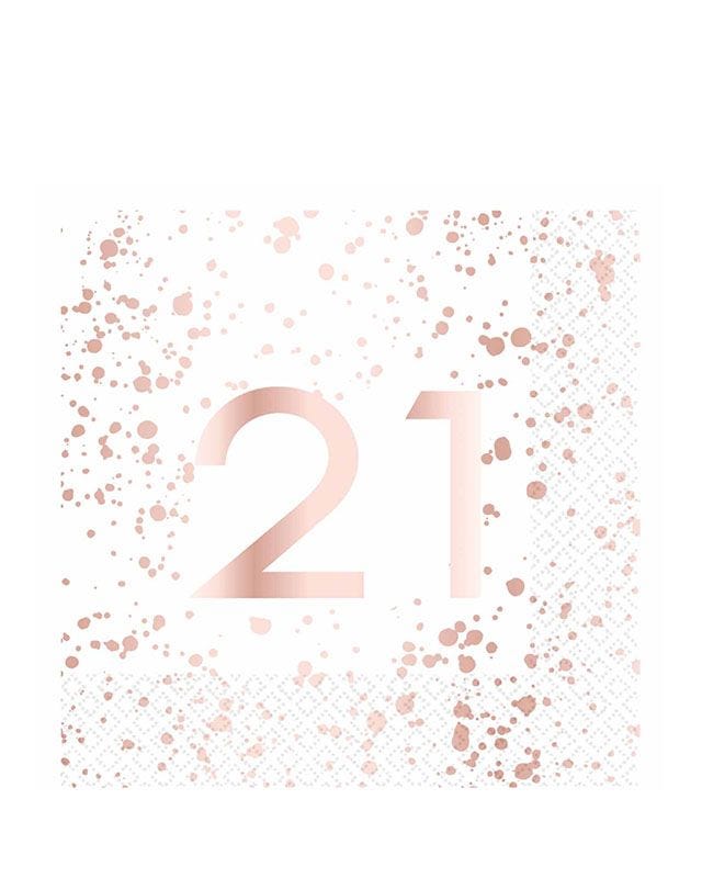 21st Rose Gold Paper Napkins 33cm (16pk)