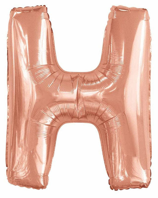 H Rose Gold Letter Balloon - 34" Foil