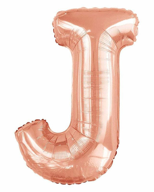 J Rose Gold Letter Balloon - 34" Foil