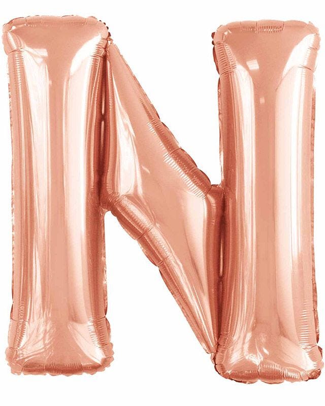 N Rose Gold Letter Balloon - 34" Foil