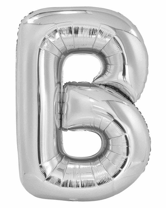 B Silver Letter Balloon - 34" Foil