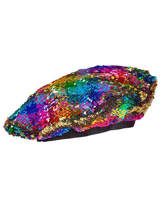 Rainbow / Gold Sequin Beret