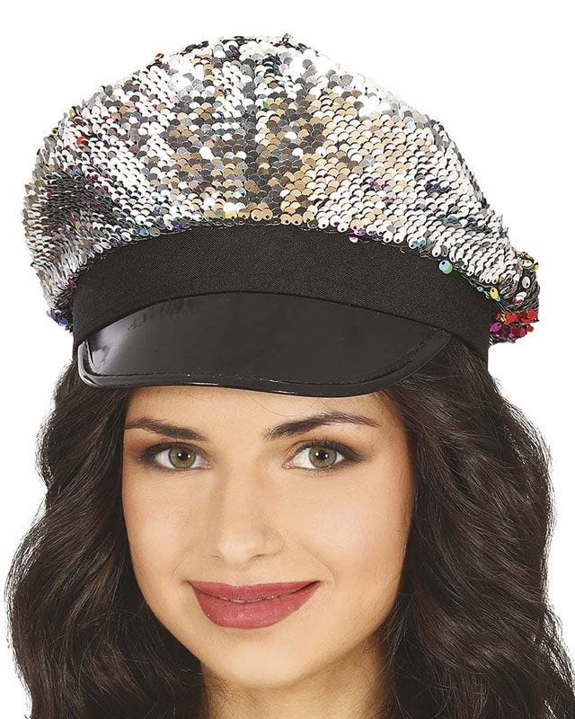 Silver Sequin Cap