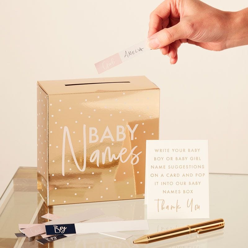 Gold Foiled Hey Baby Baby Names Box