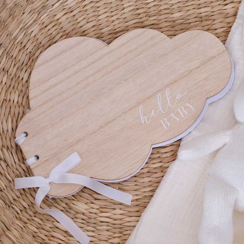 Wooden Hello Baby Cloud Guest Book