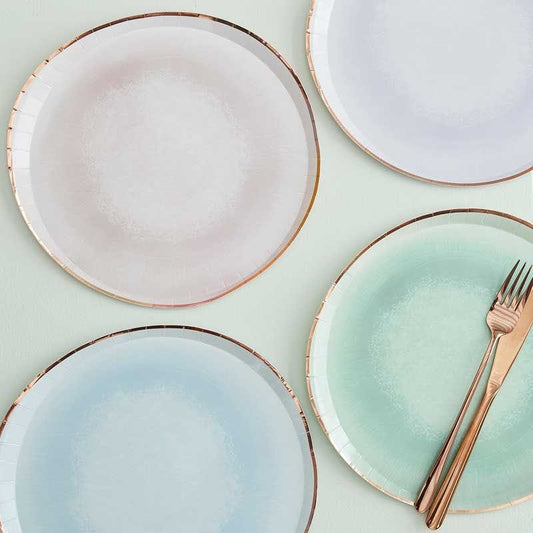 Irregular Shape Pastel Watercolour Paper Plates - 25cm (8pk)