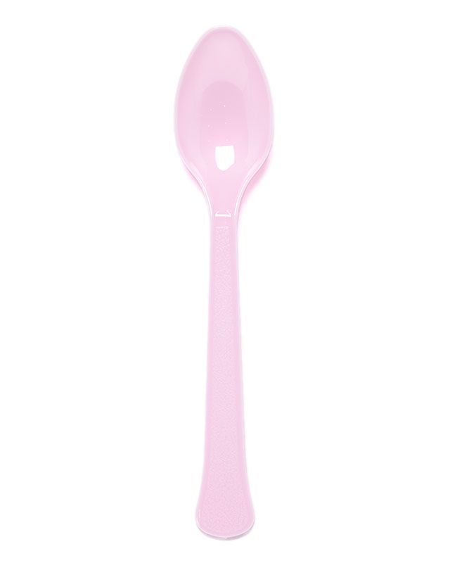 Baby Pink Reusable Plastic Spoons (24pk)