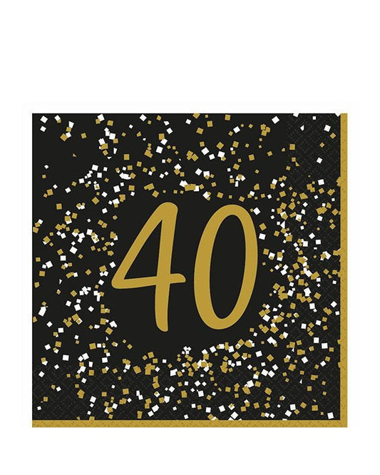 Gold Celebration 40th Paper Napkins 33cm (16pk)