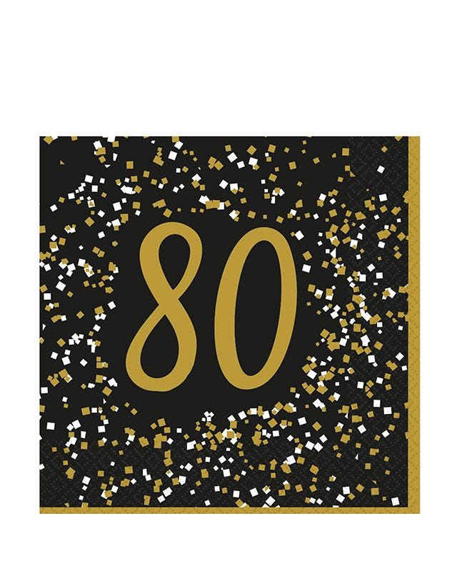 Gold Celebration 80th Paper Napkins 33cm (16pk)