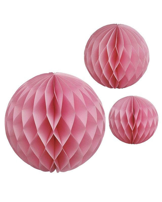 Light Pink Paper Honeycomb Hanging Decorations (3pk)