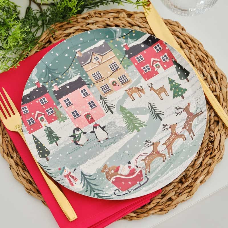 Christmas Scene Paper Plates - 25cm (8pk)