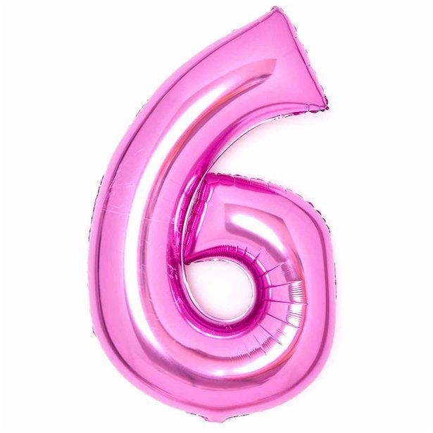 Number 6 Pink Foil Balloon - 34"