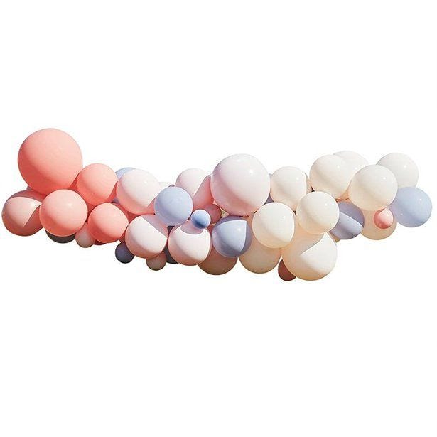 Blush, Nude & Blue Balloon Arch Kit - 60 Balloons