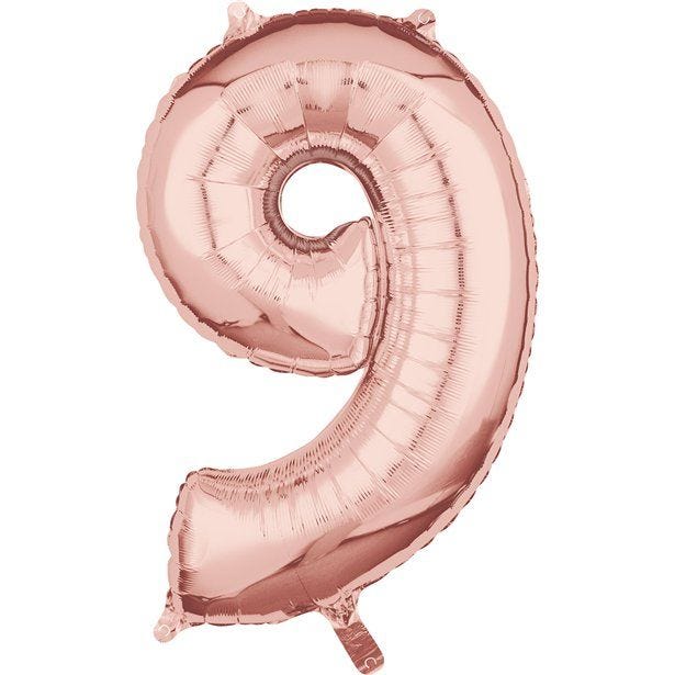 Rose Gold Number 9 Balloon - 26" Foil