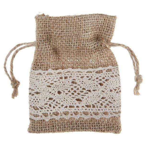 Hessian Lace Favor Bags (4pk)