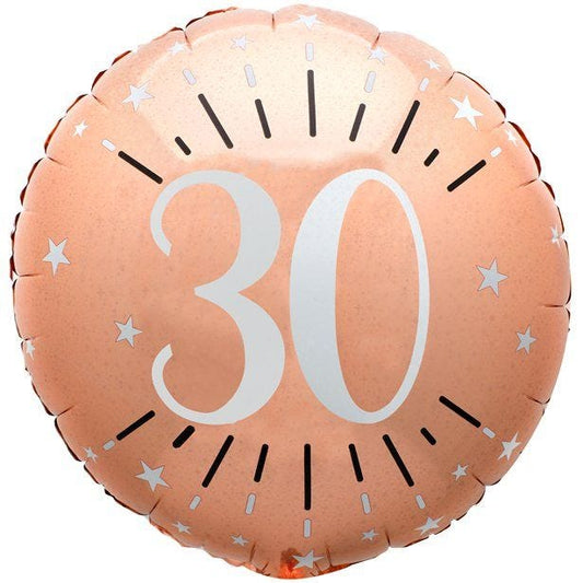 Sparkling Rose Gold 30th Foil Balloon - 18"