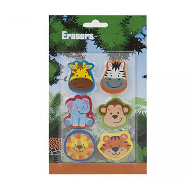 Wild Animal Head Erasers (6pk)