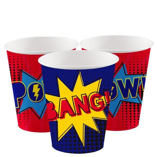 Super Hero Party Paper Cups - 250ml (8pk)