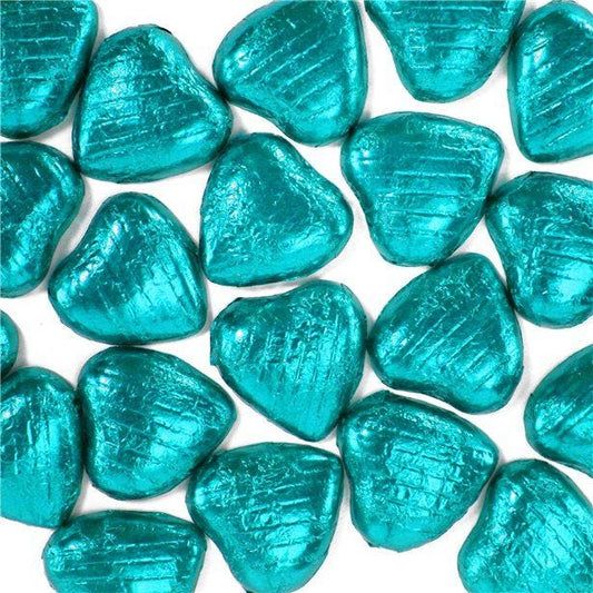 Turquoise Foil Chocolate Hearts x20