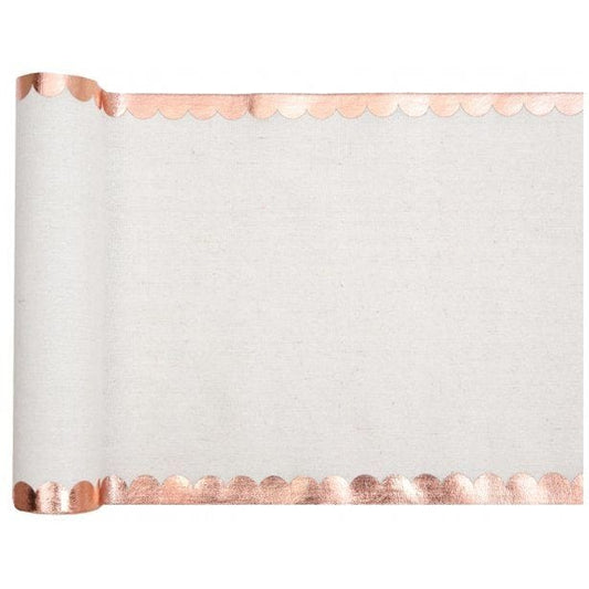 Scalloped Rose Gold Linen Table Runner - 3m