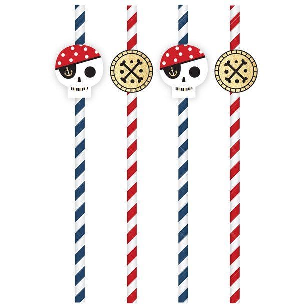 Treasure Island Pirate Straws with Toppers (8pk)