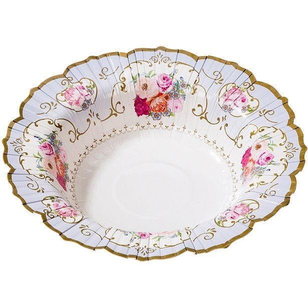 Vintage Tea Party Paper Bowls - 19cm (12pk)