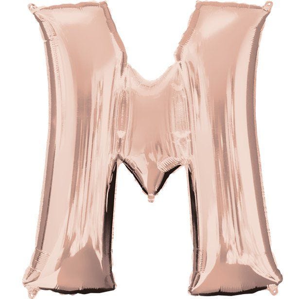 Rose Gold Letter M Air Filled Balloon - 16" Foil