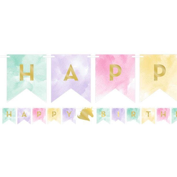 Unicorn Sparkle 'Happy Birthday' Paper Banner - 2.4m