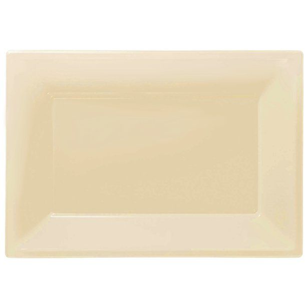 Ivory Plastic Serving Platters - 23cm x 33cm (3pk)