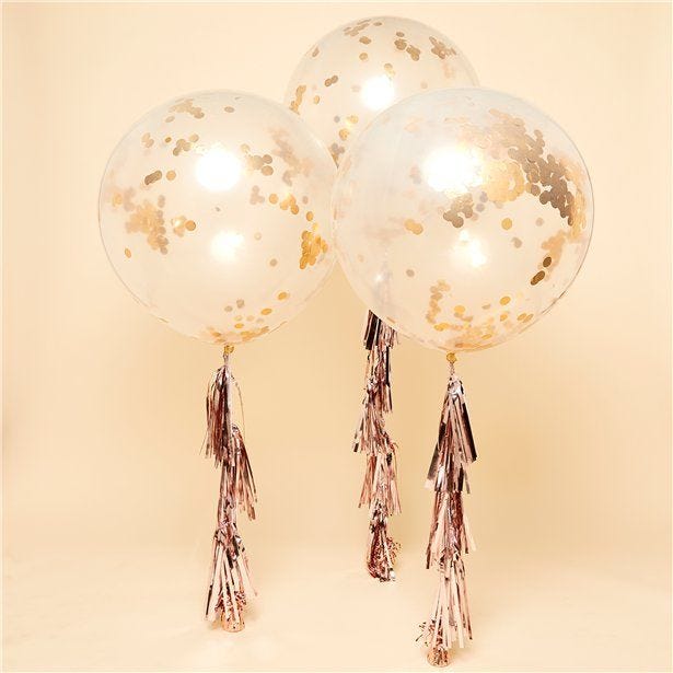 Rose Gold Confetti Giant Balloon Kit - 36" Latex