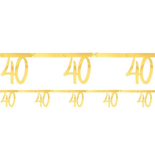 White & Gold Sparkle 40th Bunting - 2.5m