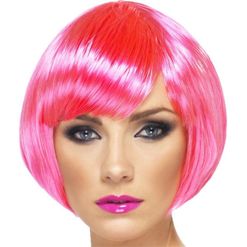 Neon Pink Babe Bob Wig