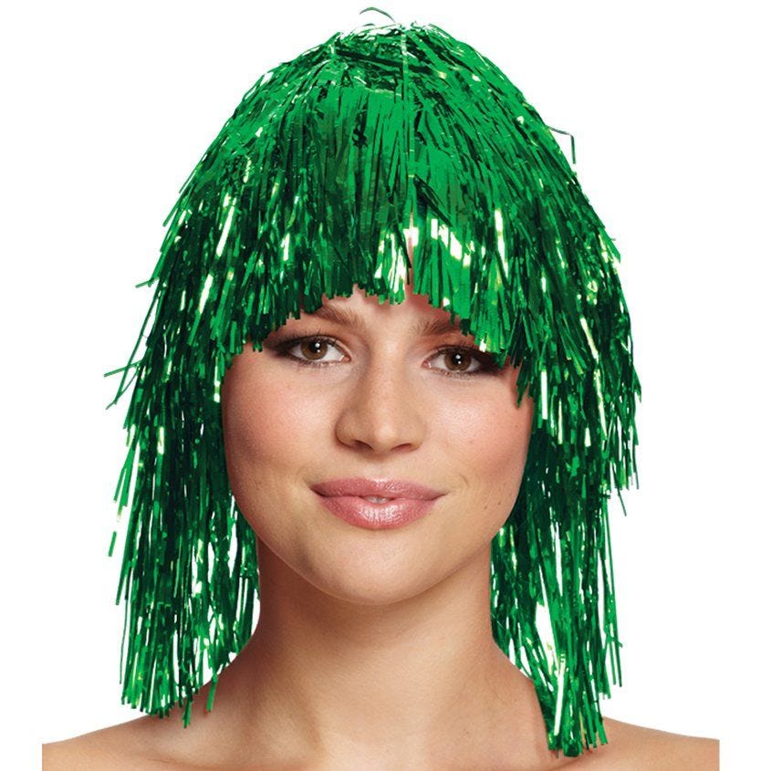 Green Tinsel Wig