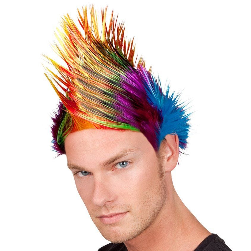 Rainbow Punk Mohawk Wig