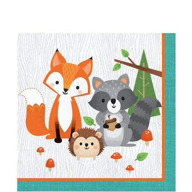 Woodland Animals Napkins - 33cm (16pk)