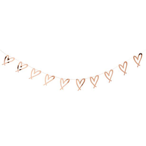 She Said Yaaas Rose Gold Heart Paper Garland - 2m